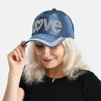 LOVE Pattern Denim Baseball Cap (57 cm)
