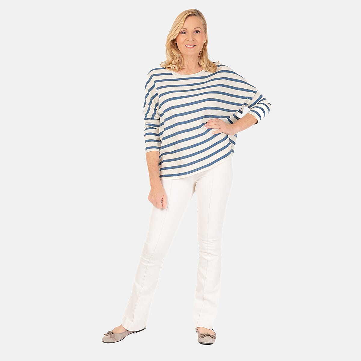 LUREX Nautical Stripe Fine Knit Top - Denim 7730216 1