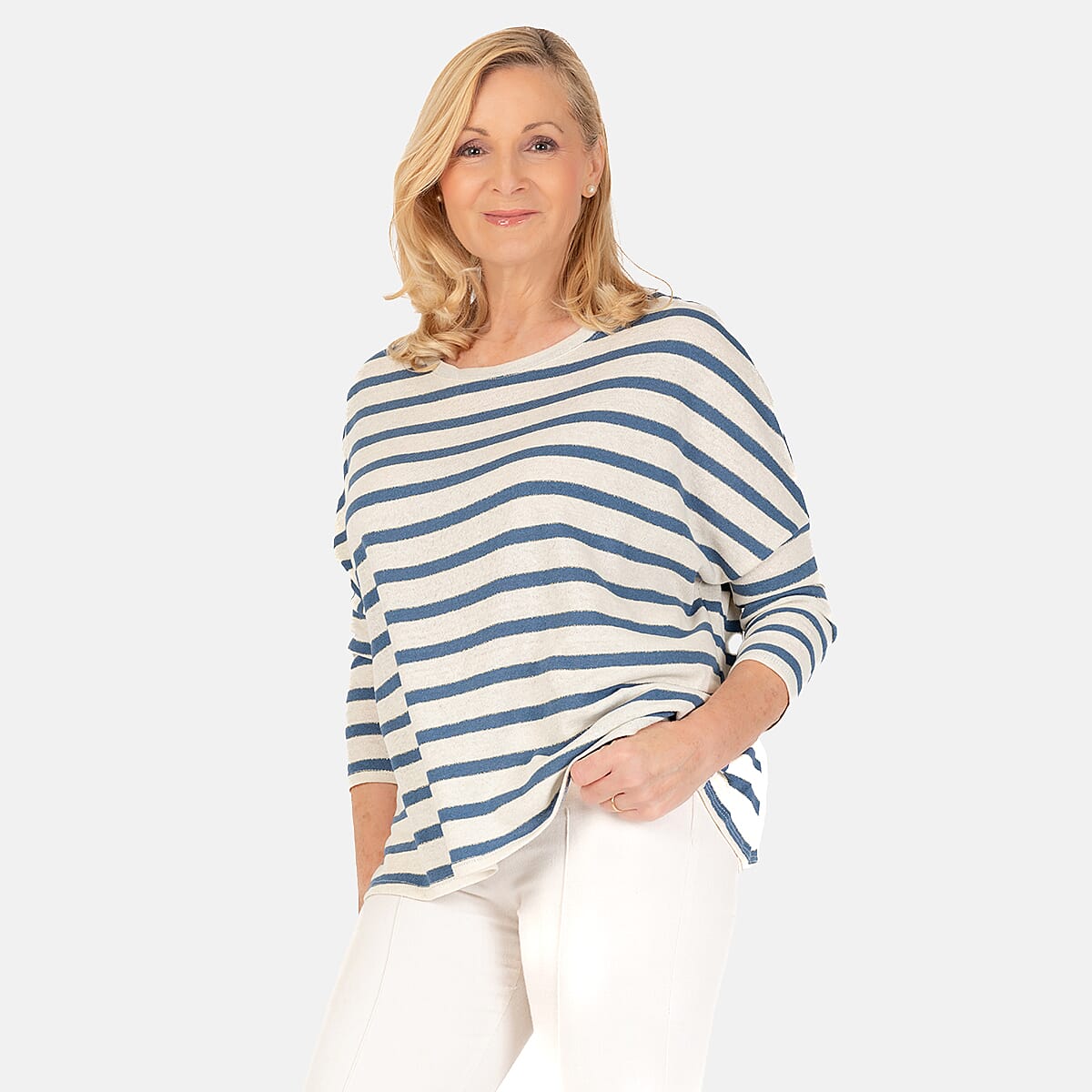 LUREX Nautical Stripe Fine Knit Top - Denim 7730216 2