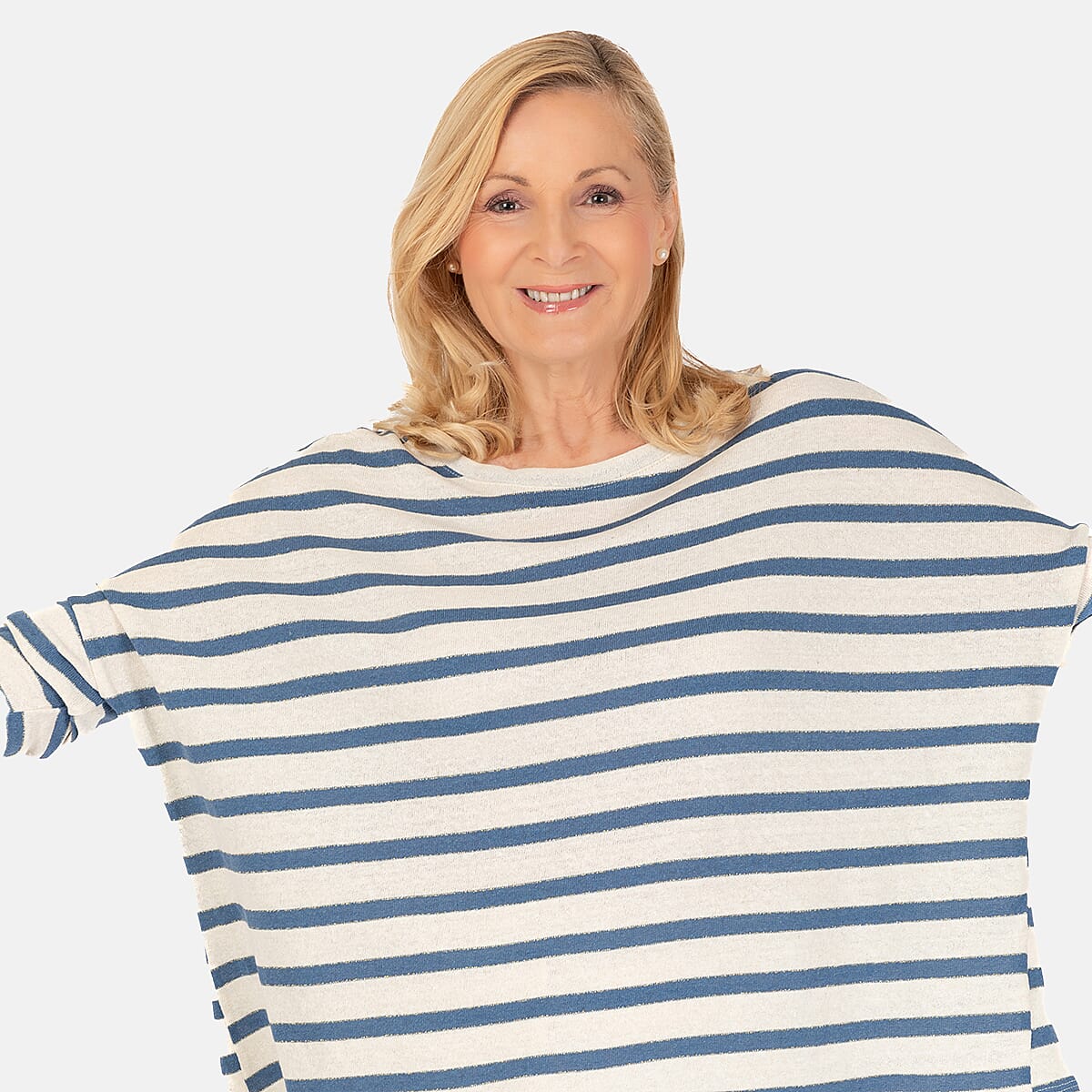 LUREX Nautical Stripe Fine Knit Top - Denim 7730216 3