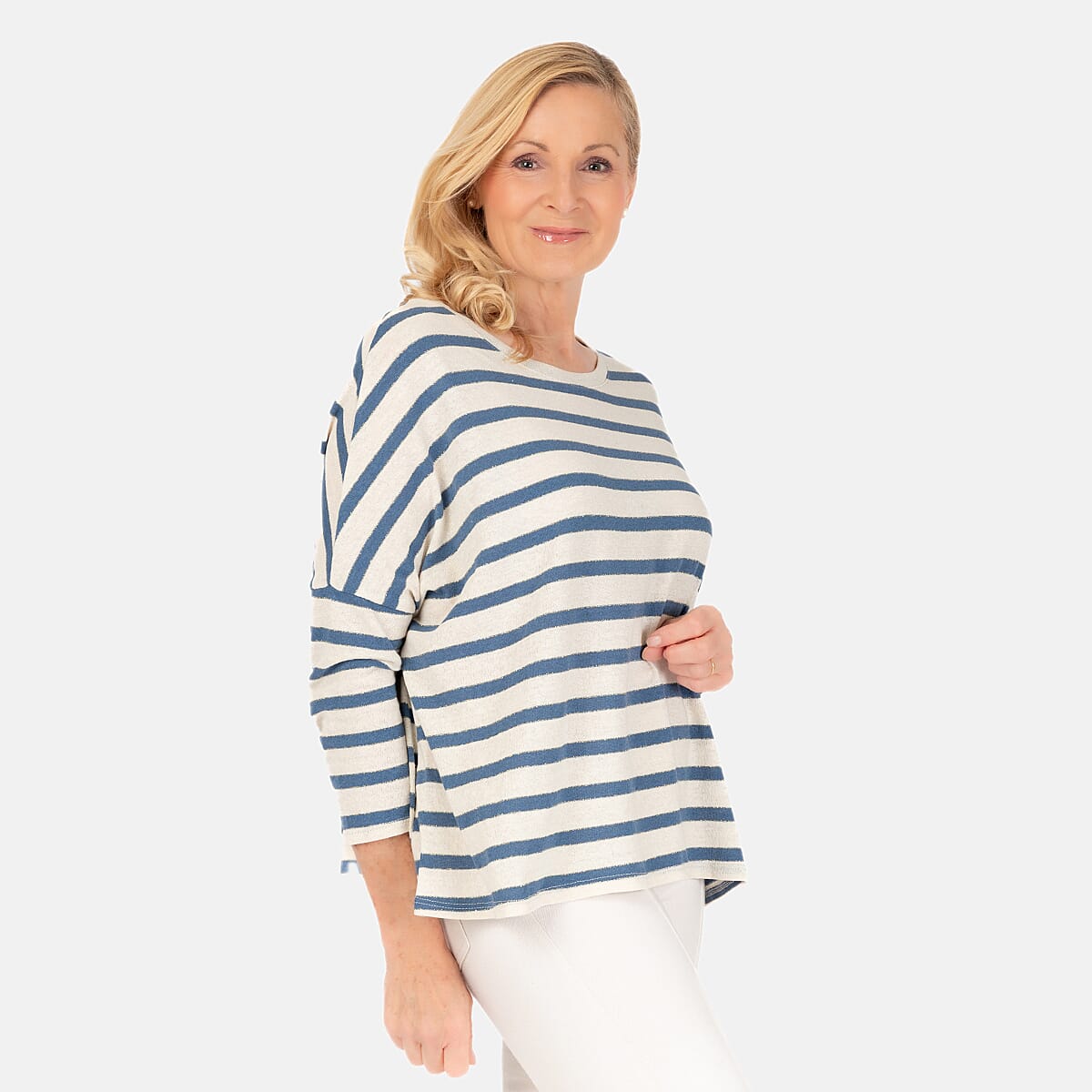 LUREX Nautical Stripe Fine Knit Top - Denim 7730216 4