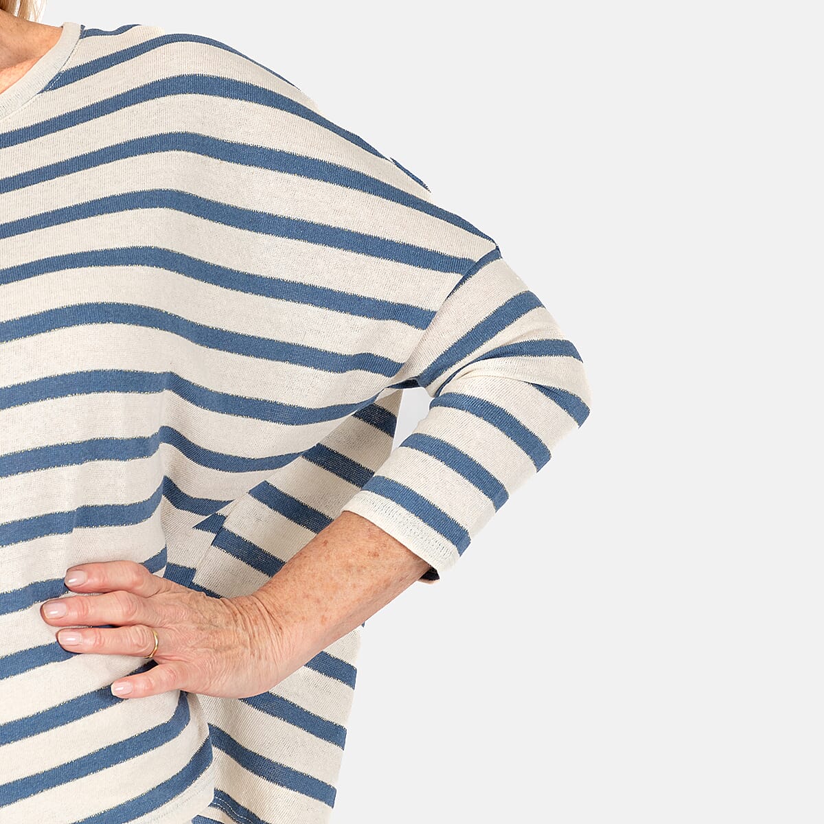 LUREX Nautical Stripe Fine Knit Top - Denim 7730216 5