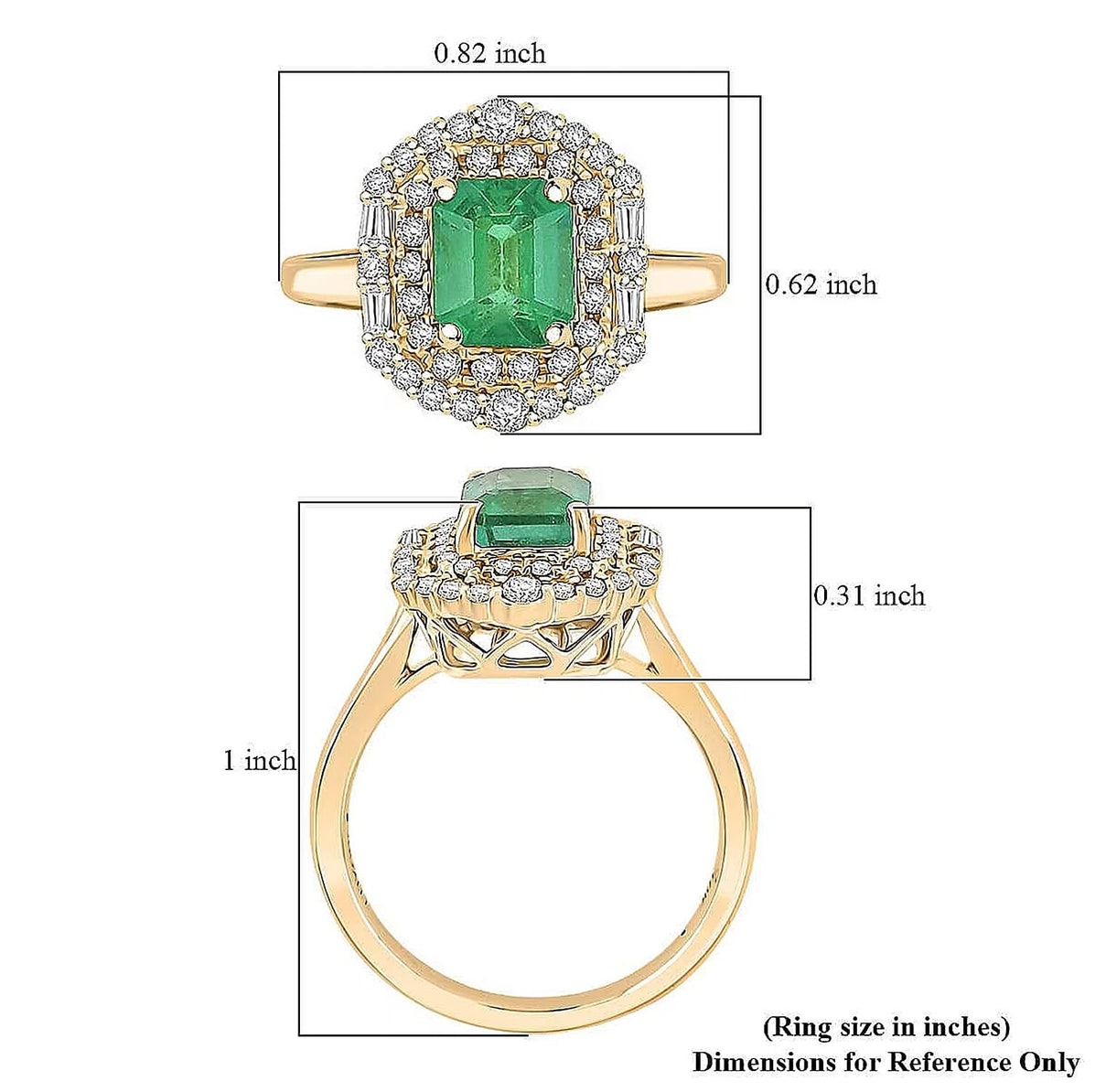 LUXORO 1.65 Ct. AAA Zambian Emerald, White Diamond Double Halo Ring in 10K Yellow Gold 8262930 5