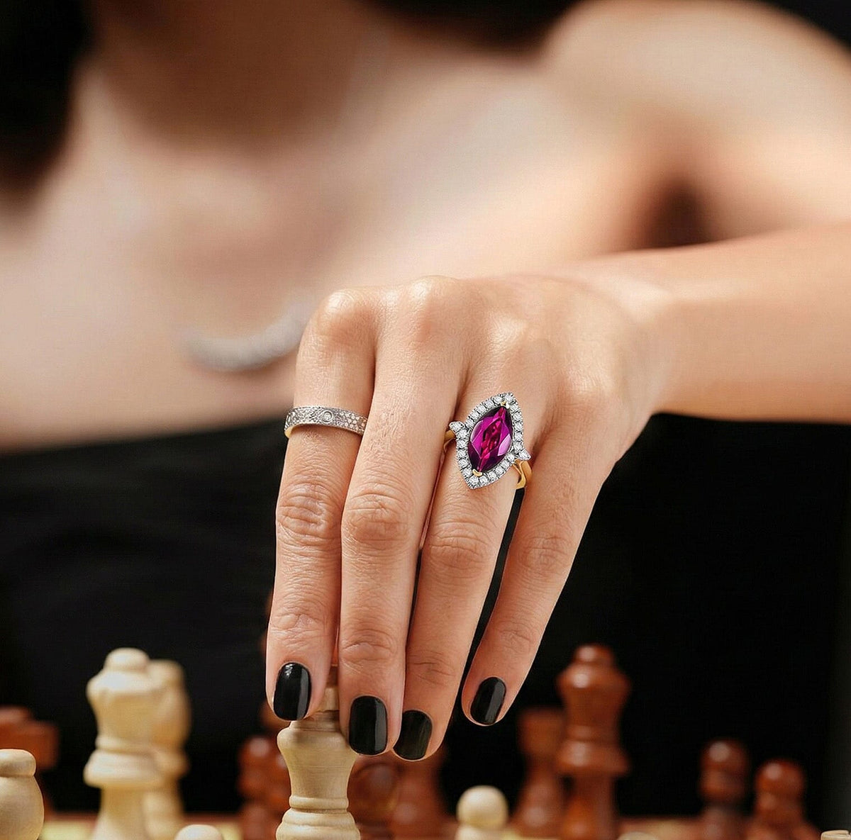 LUXORO 1.9 Ct. AAA Radiant Ember Garnet, White Diamond I2 Halo Ring in 10K Yellow Gold 8298931 3