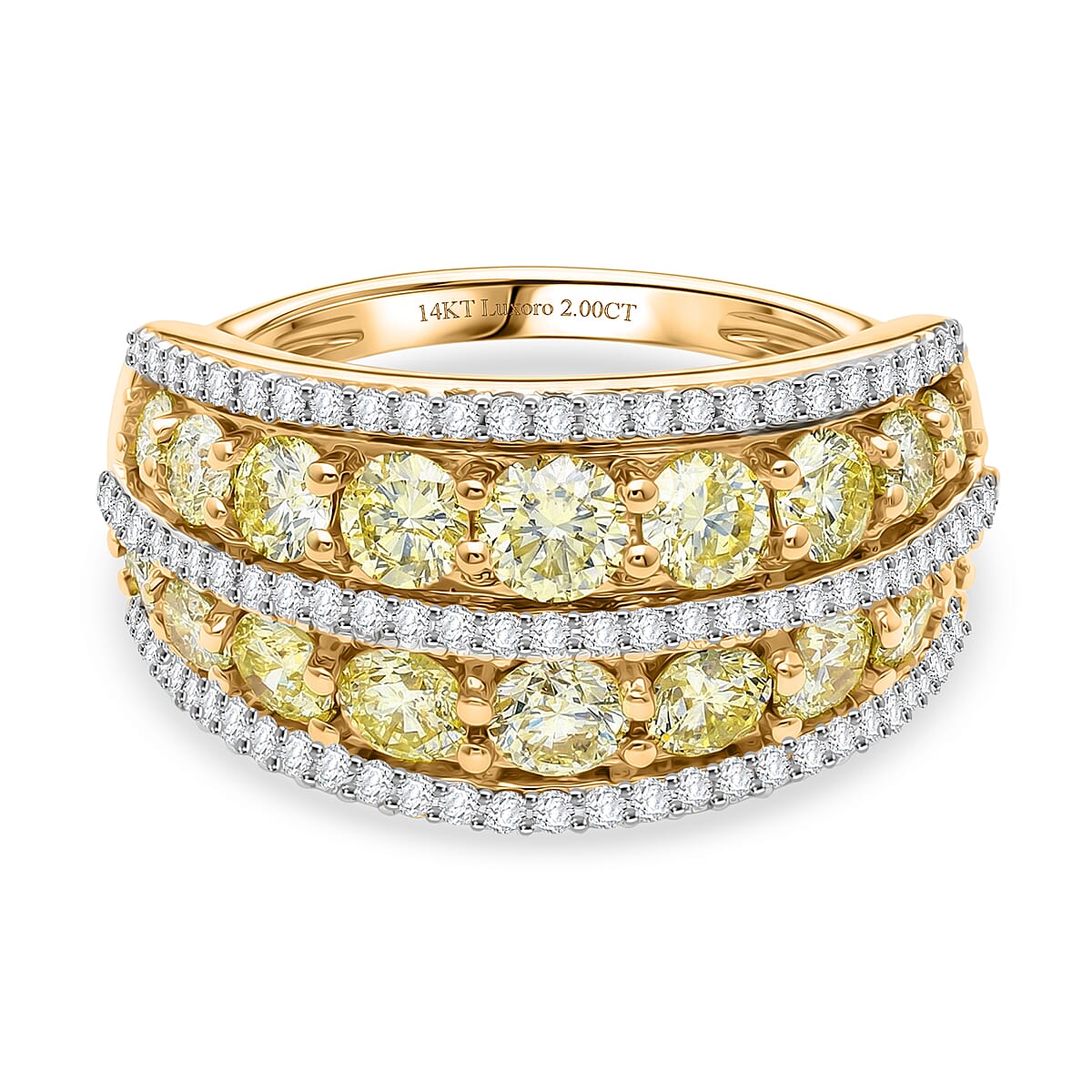 New York Close Out - 14K Yellow Gold SGL Certified Earth Mined Natural Yellow Diamond &amp; White Diamond  Band Ring 2.00 Ct. 4.50 gram 8516267 0