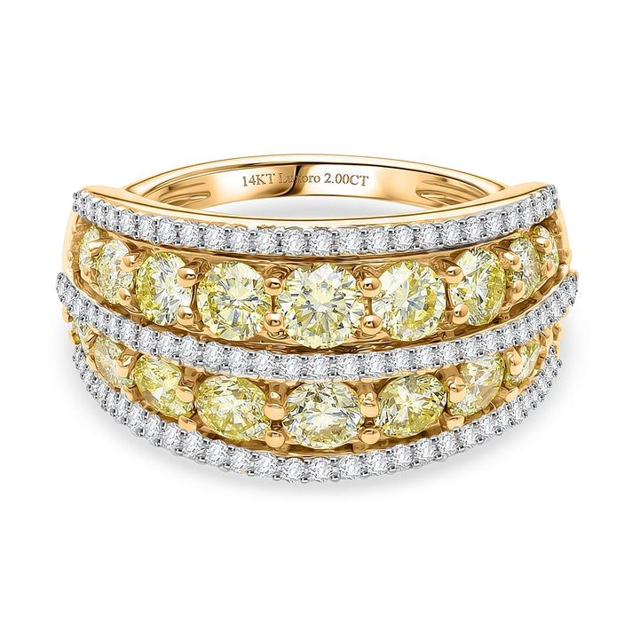 New York Close Out - 14K Yellow Gold SGL Certified Earth Mined Natural Yellow Diamond(i3) &amp; White Diamond(i3-G-H) Band Ring 2.00 Ct. 4.50 gram 8516267 1