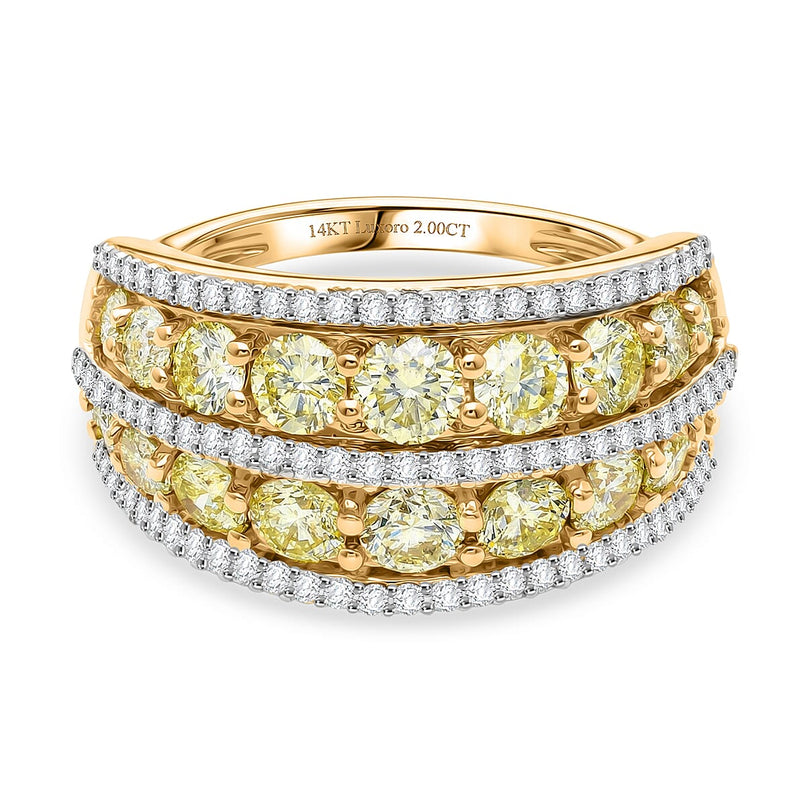 Red Carpet Collection- 14K Yellow Gold SGL Certified Earth Mined Yellow Diamond & White Diamond Band Ring 2.00 Ct. 4.50 gram.