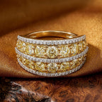 Red Carpet Collection- 14K Yellow Gold SGL Certified Earth Mined Yellow Diamond & White Diamond Band Ring 2.00 Ct. 4.50 gram.