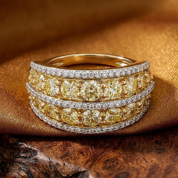 New York Close Out - 14K Yellow Gold SGL Certified Earth Mined Natural Yellow Diamond(i3) &amp; White Diamond(i3-G-H) Band Ring 2.00 Ct. 4.50 gram 8516267 2