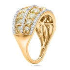 Red Carpet Collection- 14K Yellow Gold SGL Certified Earth Mined Yellow Diamond & White Diamond Band Ring 2.00 Ct. 4.50 gram.
