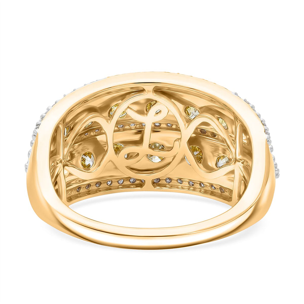 Red Carpet Collection- 14K Yellow Gold SGL Certified Earth Mined Yellow Diamond & White Diamond Band Ring 2.00 Ct. 4.50 gram.
