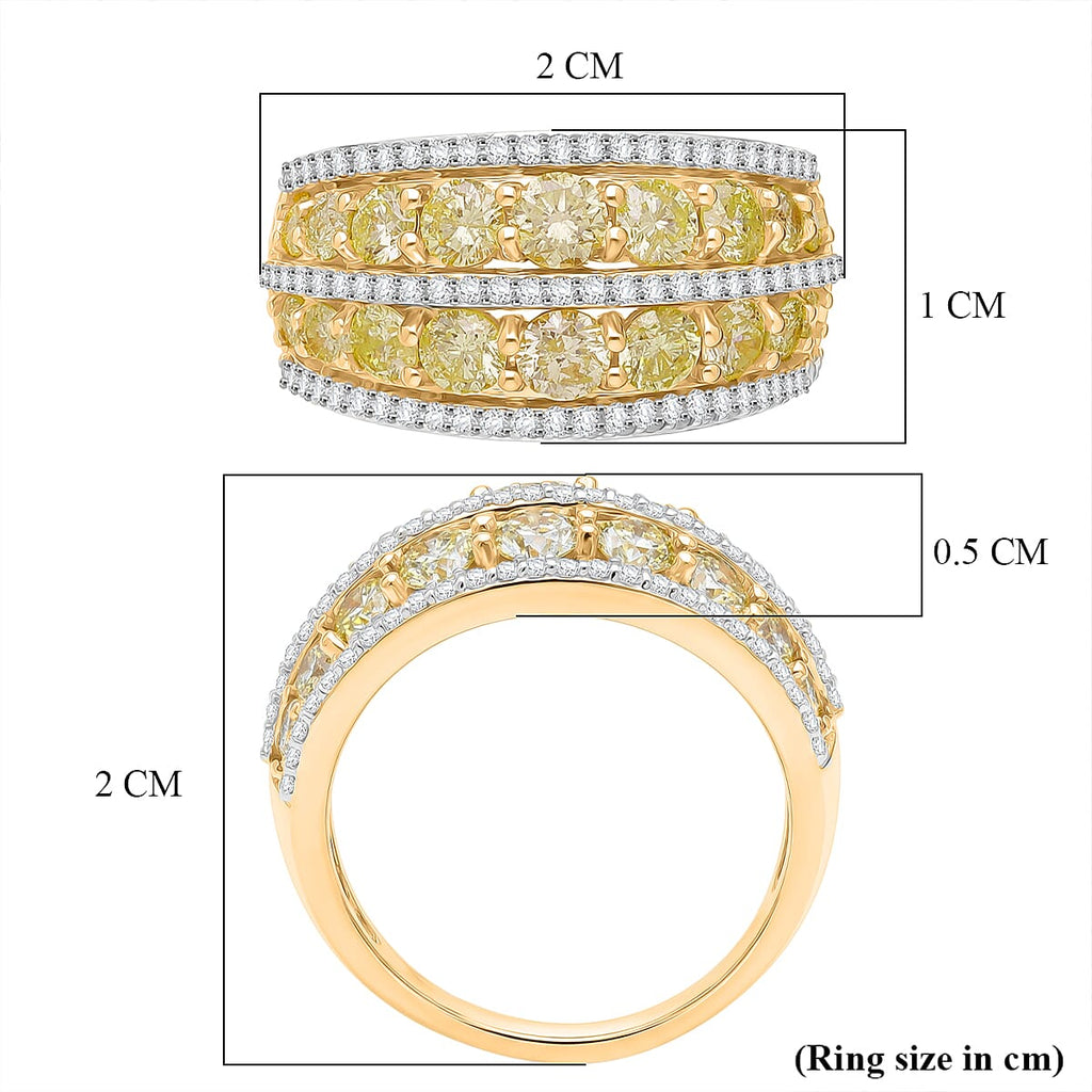 Red Carpet Collection- 14K Yellow Gold SGL Certified Earth Mined Yellow Diamond & White Diamond Band Ring 2.00 Ct. 4.50 gram.