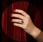 Luxoro 10K Yellow Gold AAA Radiant Ember Garnet, White Diamond I2 Main Stone With Surrounding Stone Ring, Gold Wt.2.7 Gms  2.391  Ct.
