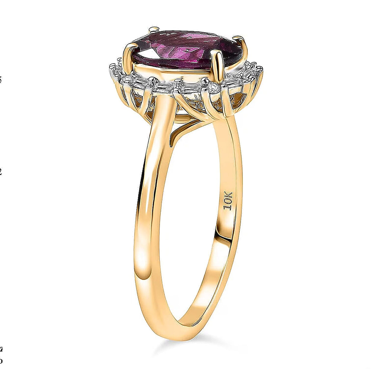 LUXORO 2.27 Ct. AAA Radiant Ember Garnet, White Diamond Halo Ring in 10K Yellow Gold 8296993 3
