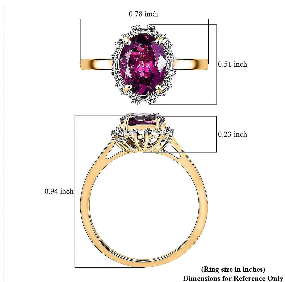 LUXORO 2.27 Ct. AAA Radiant Ember Garnet, White Diamond Halo Ring in 10K Yellow Gold 8296993 5