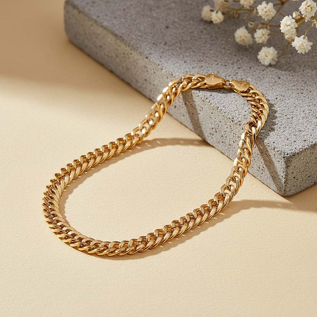 LUXORO 9K Yellow Gold 6.5MM Curb Bracelet with Lobster Clasp 7.5 Inch 8265529 7