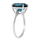 LUXORO Brand 9K White Gold AAA London Blue Topaz Solitaire Ring 5.85 Ct.