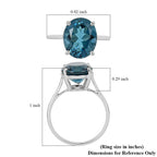 LUXORO Brand 9K White Gold AAA London Blue Topaz Solitaire Ring 5.85 Ct.