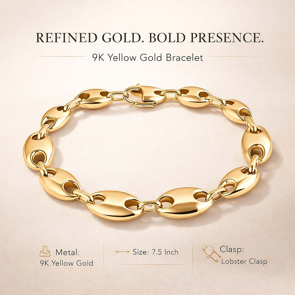 LUXORO Designer Inspired 9K Yellow Gold Bracelet with Lobster Clasp 7.5 inch 8263709 6