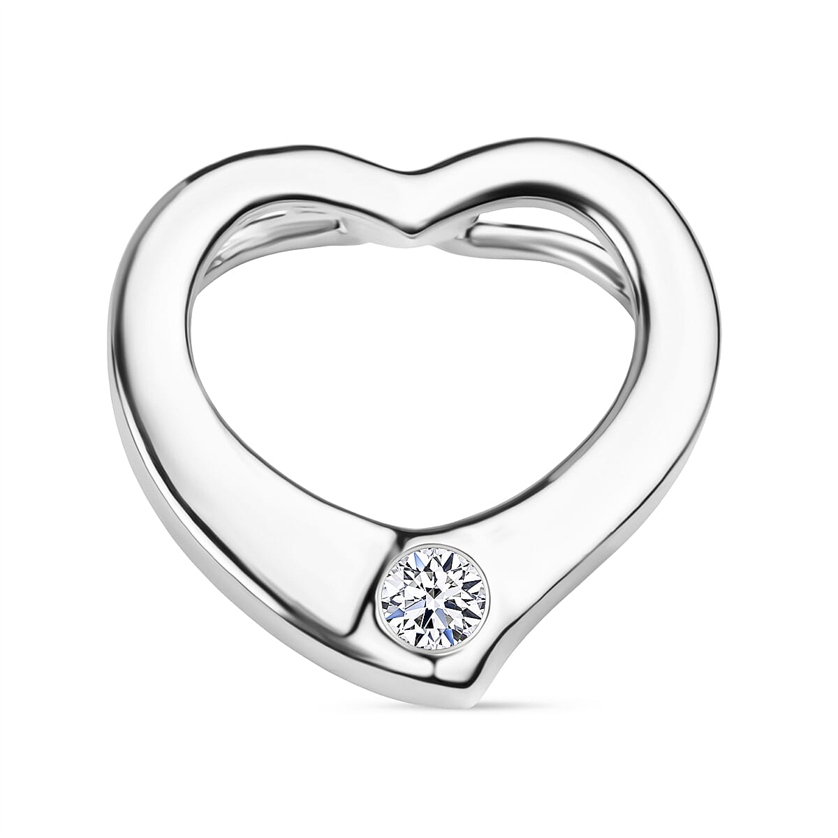LUXURIANT Lab Grown Diamond Solitaire Heart Pendant in Rhodium Overlay Sterling Silver (SI G/H) 8057877 0