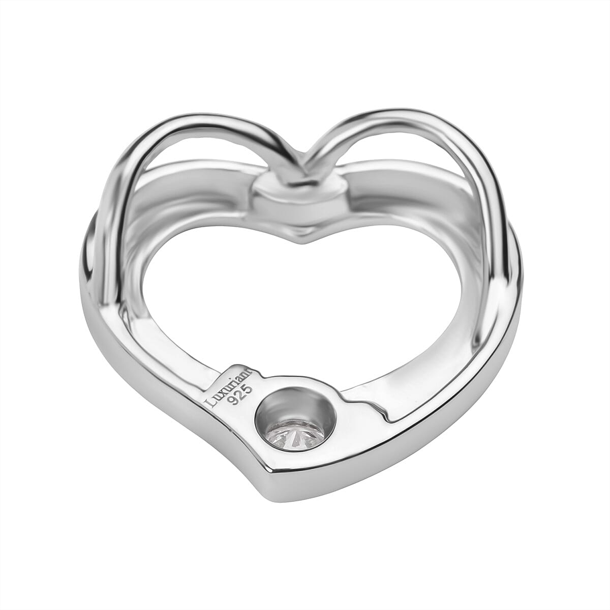LUXURIANT Lab Grown Diamond Solitaire Heart Pendant in Rhodium Overlay Sterling Silver (SI G/H) 8057877 3