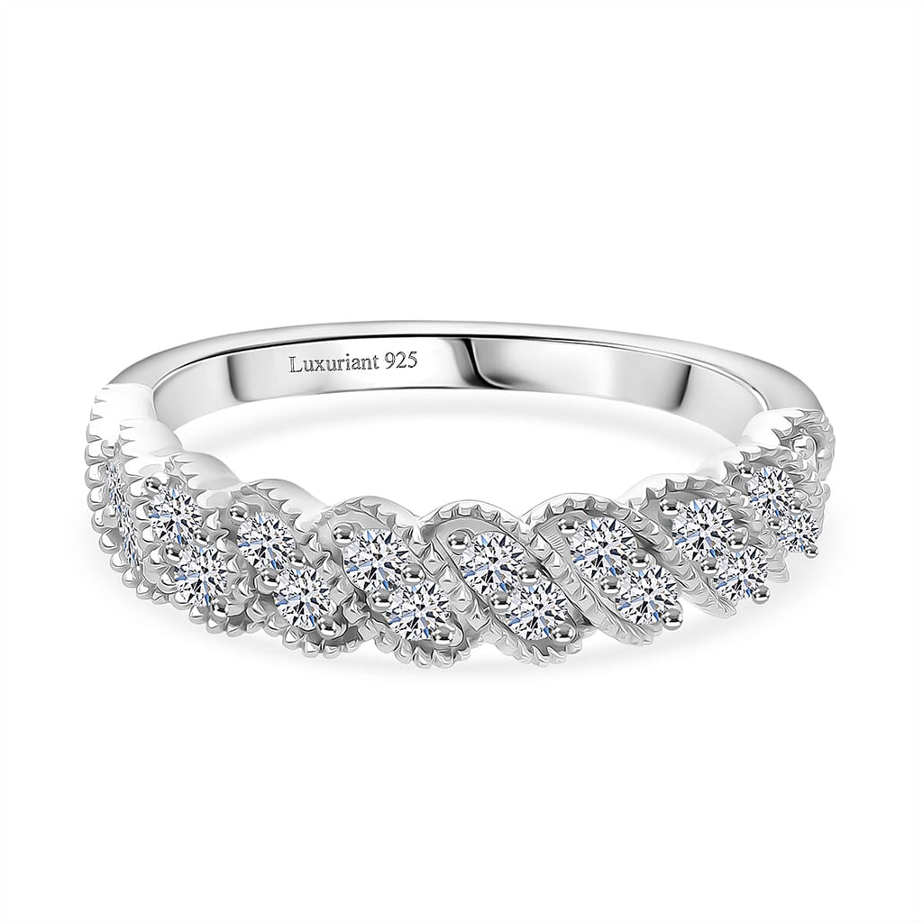 Luxuriant Lab Grown Diamond (SI-GH) Ring in Rhodium Overlay Sterling Silver 0.52 Ct.