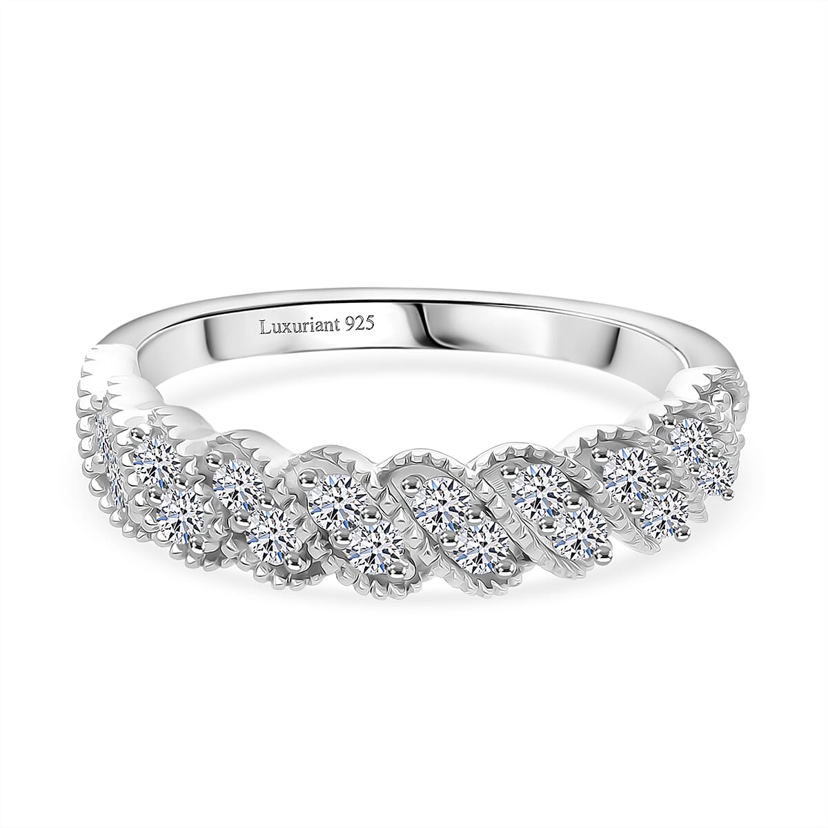 LUXURIANT 0.5 Ct. Lab Grown Diamond Cluster Ring in Rhodium Overlay Sterling Silver 8312303 0