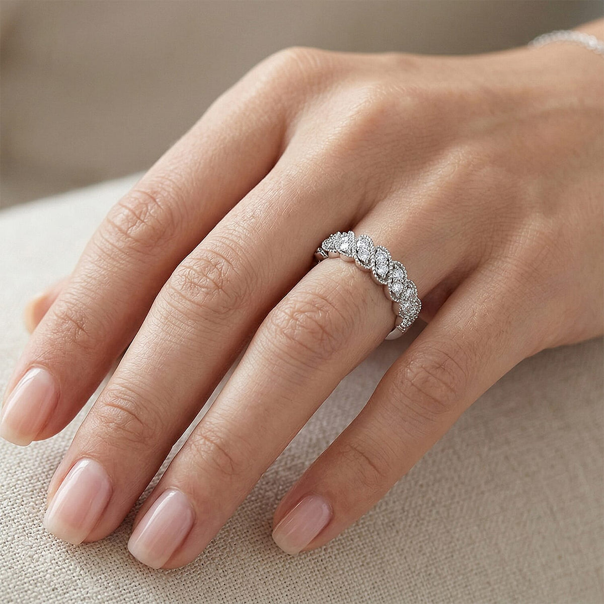 LUXURIANT 0.5 Ct. Lab Grown Diamond Cluster Ring in Rhodium Overlay Sterling Silver 8312303 3