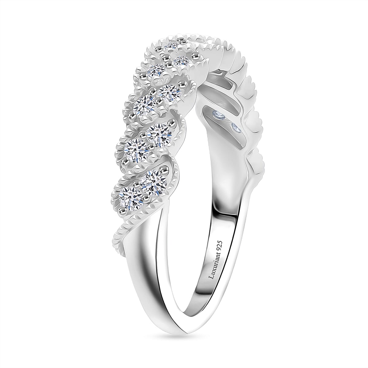 LUXURIANT 0.5 Ct. Lab Grown Diamond Cluster Ring in Rhodium Overlay Sterling Silver 8312303 4