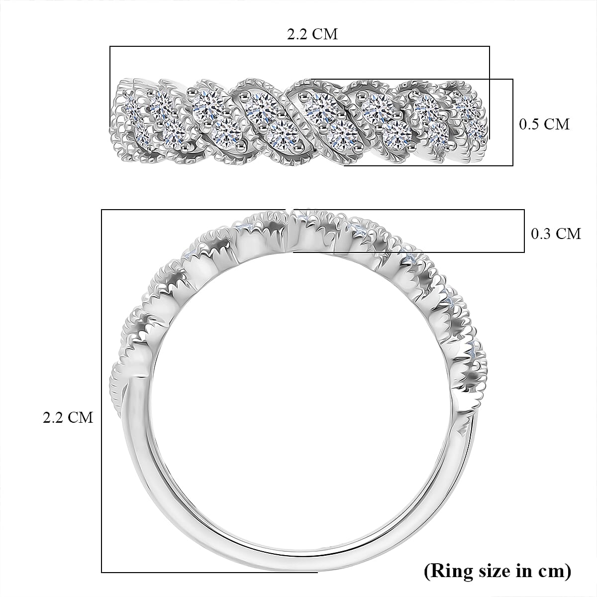 LUXURIANT 0.5 Ct. Lab Grown Diamond Cluster Ring in Rhodium Overlay Sterling Silver 8312303 6
