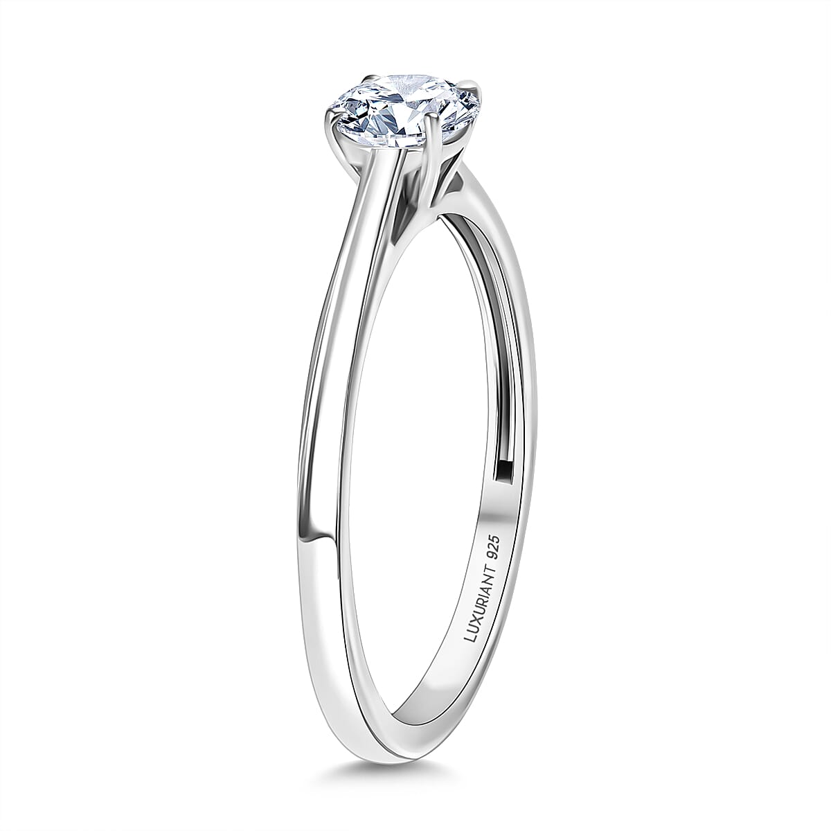 LUXURIANT 0.5 Ct. Lab Grown Diamond Solitaire Ring in Rhodium Overlay Sterling Silver V32627631 7