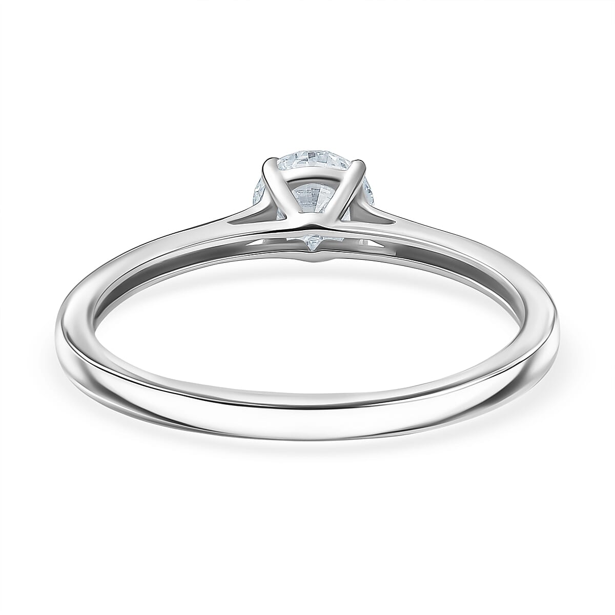 LUXURIANT 0.5 Ct. Lab Grown Diamond Solitaire Ring in Rhodium Overlay Sterling Silver V32627631 9