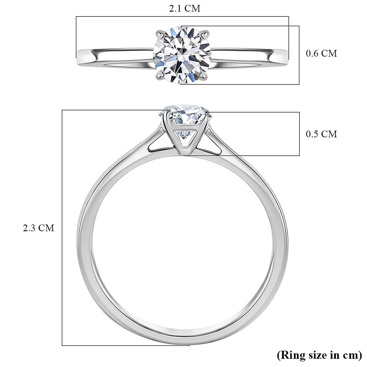 LUXURIANT 0.5 Ct. Lab Grown Diamond Solitaire Ring in Rhodium Overlay Sterling Silver V32627631 11