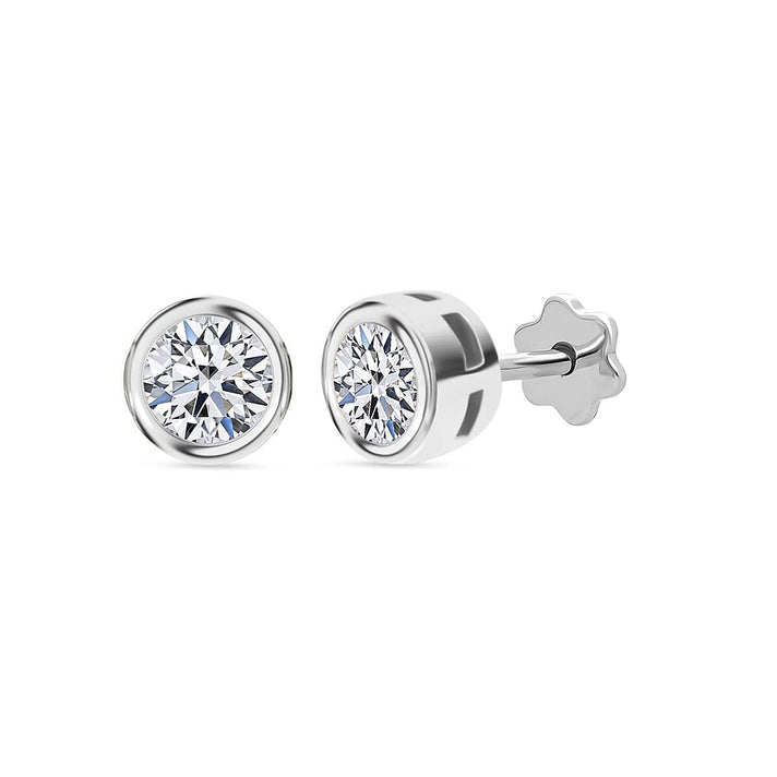 LUXURIANT 0.5 Ct. Lab Grown Diamond Solitaire Stud Earring in Rhodium Overlay Sterling Silver 8357223 1