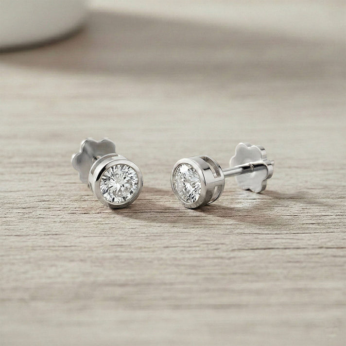 LUXURIANT 0.5 Ct. Lab Grown Diamond Solitaire Stud Earring in Rhodium Overlay Sterling Silver 8357223 2