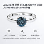 Luxuriant Lab Grown Blue Diamond (VS) Solitaire Ring in Rhodium Overlay Sterling Silver 1.03 Ct.