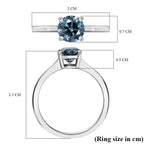 Luxuriant Lab Grown Blue Diamond (VS) Solitaire Ring in Rhodium Overlay Sterling Silver 1.03 Ct.