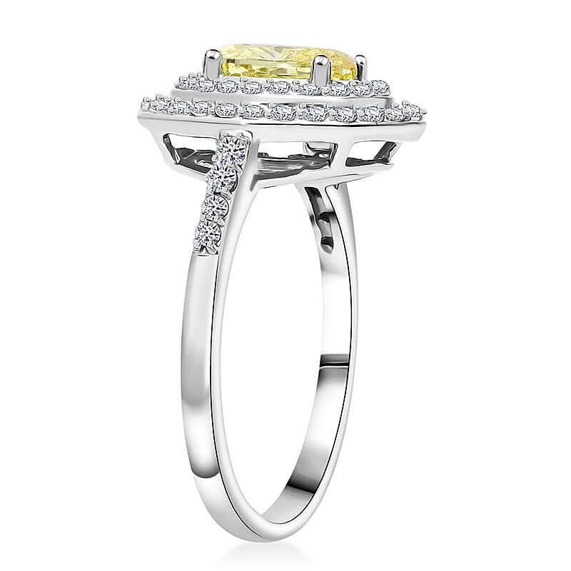 LUXURIANT 1.49 Ct. Lab Grown Yellow Diamond, White Lab Grown Diamond Double Halo Ring in 950 Platinum SGL Certified 8074927 5