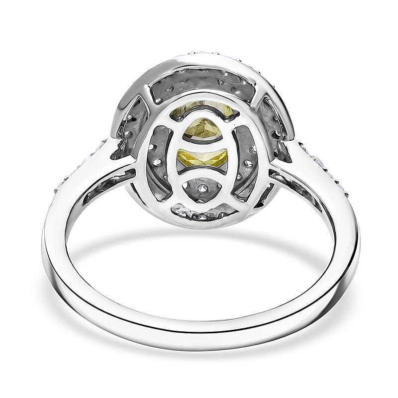LUXURIANT 1.49 Ct. Lab Grown Yellow Diamond, White Lab Grown Diamond Double Halo Ring in 950 Platinum SGL Certified 8074927 6