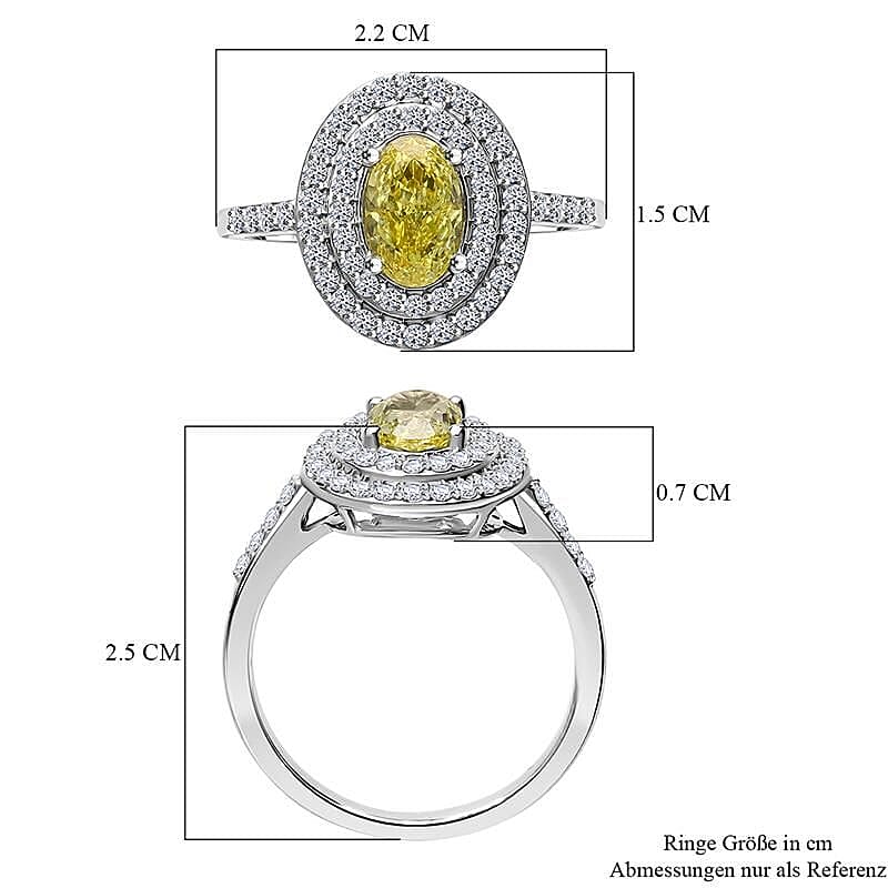 LUXURIANT 1.49 Ct. Lab Grown Yellow Diamond, White Lab Grown Diamond Double Halo Ring in 950 Platinum SGL Certified 8074927 7