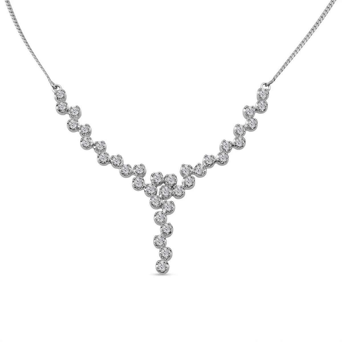 LUXURIANT 1.50 Ct. Lab Grown Diamond Necklace with Lobster Clasp in Rhodium Overlay Sterling Silver 18 Inch 8182862 1