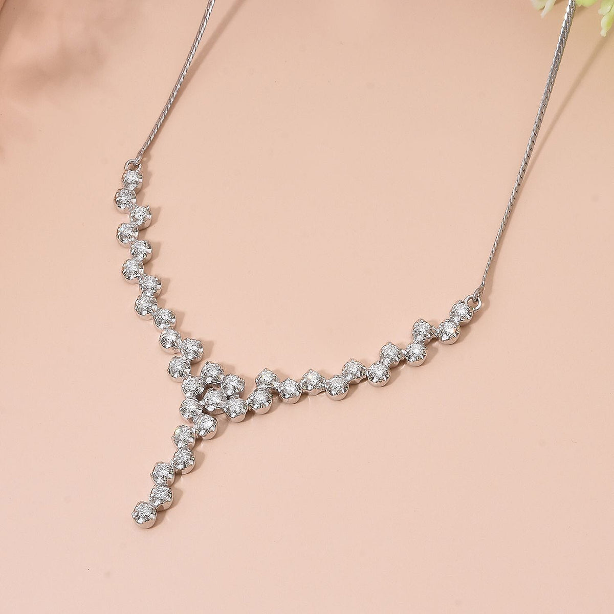 LUXURIANT 1.50 Ct. Lab Grown Diamond Necklace with Lobster Clasp in Rhodium Overlay Sterling Silver 18 Inch 8182862 3
