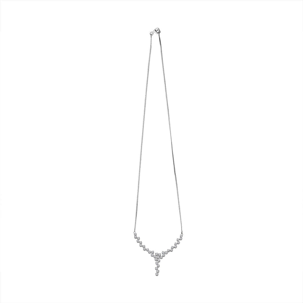 Luxuriant Red Carpet Collection - Lab Grown Diamond (SI-GH) Bubble Necklace (Size 18) in Rhodium Overlay Sterling Silver 1.50 Ct, Silver Wt. 6.90 Gms.