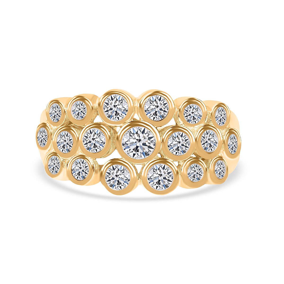 LUXURIANT SGL Certified 1 Ct.Zambian Emerald and Lab Grown Diamond  VS E-F Bubble Ring in 9K Yellow Gold 7788106 0