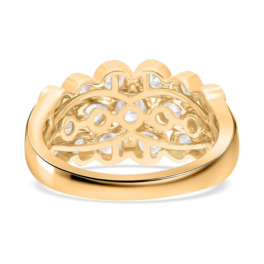 Luxuriant - 9K Yellow Gold SGL Certified Zambian Emerald & Lab Grown Diamond (VS-EF) Bubble Ring 1.10 Ct, Gold Wt 3.80 Gms