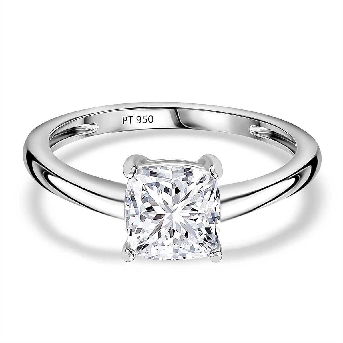 Luxuriant Diamond 950 Platinum SGL Certified Lab Grown Diamond (SI-GH) Cushion Cut Ring 1.00 Ct.