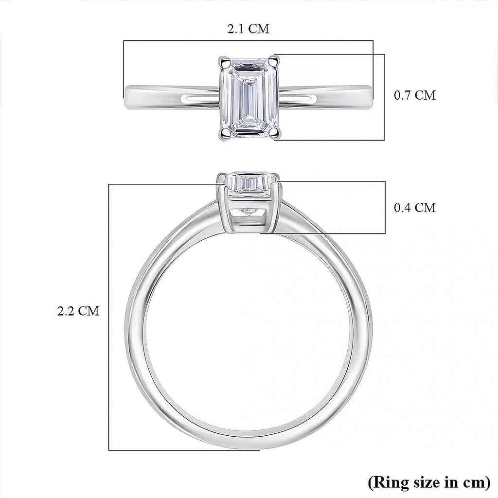 Luxuriant Diamond 950 Platinum SGL Certified Lab Grown Diamond (SI-GH) Emerald Cut Ring, Platinum Wt. 4.00 Gms  1.000  Ct.