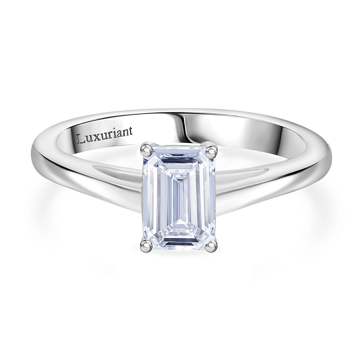 LUXURIANT 1 Ct. Lab Grown Diamond Emerald-Cut Solitaire Ring in 950 Platinum SGL Certified 8066980 0