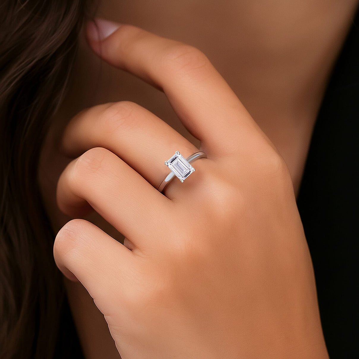 LUXURIANT 1 Ct. Lab Grown Diamond Emerald-Cut Solitaire Ring in 950 Platinum SGL Certified 8066980 3