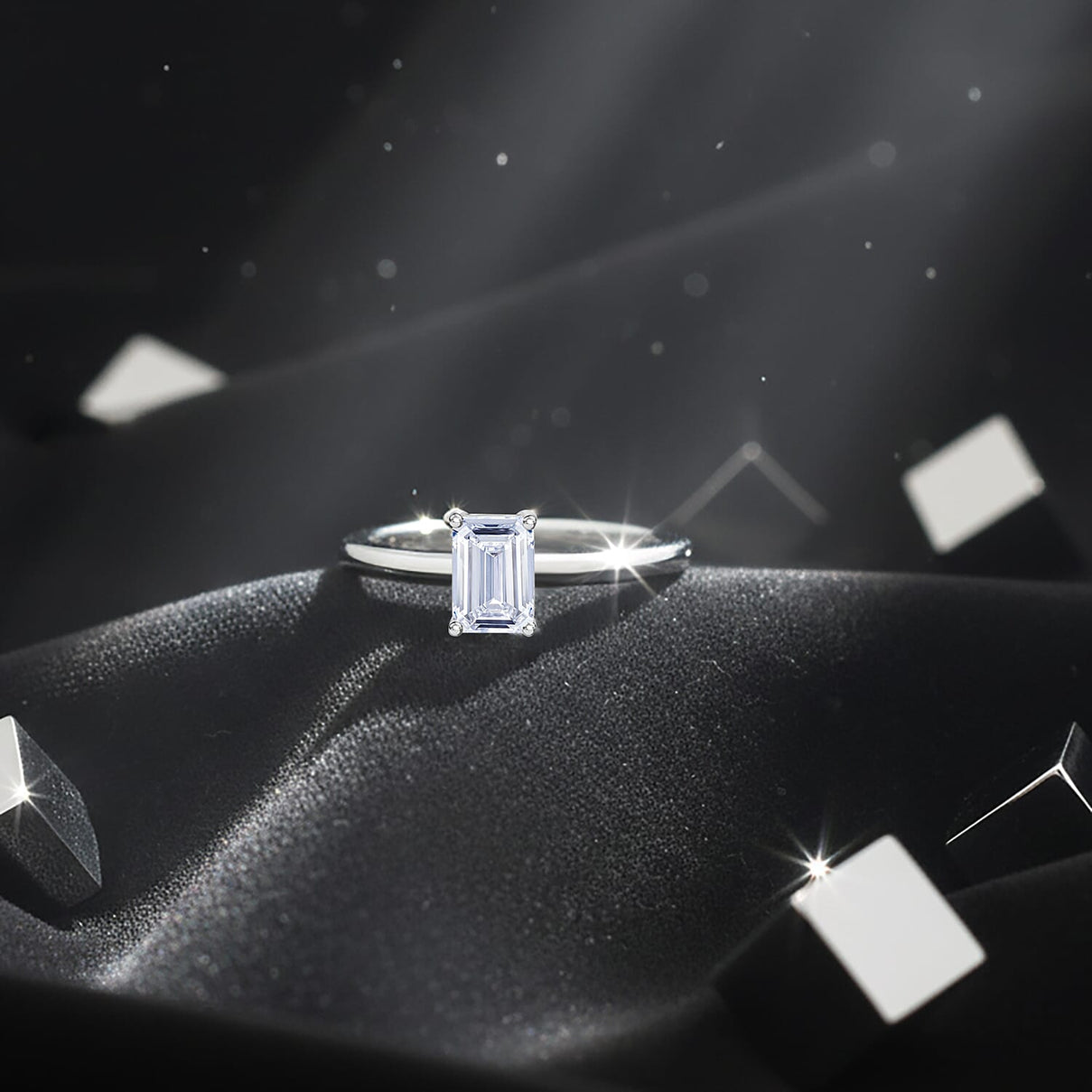 LUXURIANT 1 Ct. Lab Grown Diamond Emerald-Cut Solitaire Ring in 950 Platinum SGL Certified 8067025 2